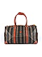 Fendi "Pequin Stripe" & Cognac Leather "FF" Duffel/Weekender Bag 