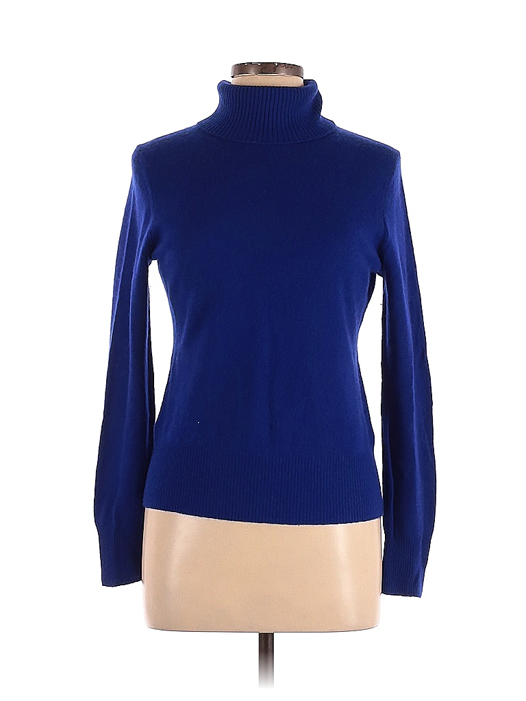 Peck & Peck 100% Cashmere Solid Blue Cashmere Pullover Sweater Size L ...