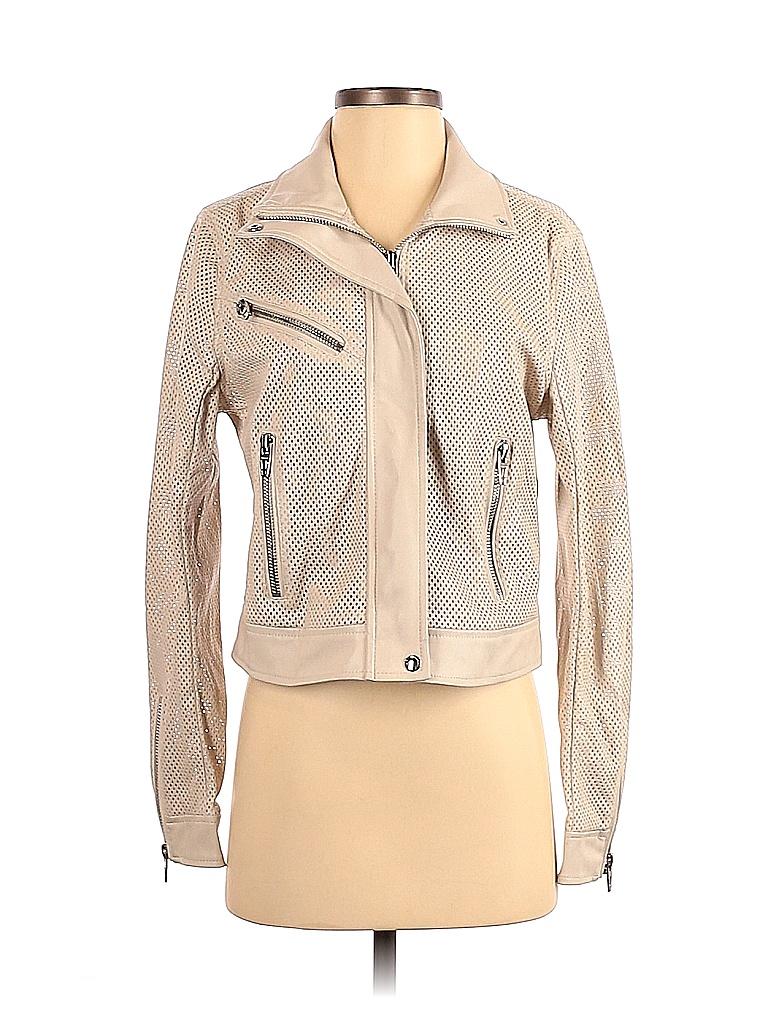 Blank NYC 100% Polyurethane Tan Ivory Faux Leather Jacket Size S - 79% ...