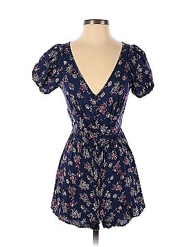Louna Navy Floral Puff Sleeve Romper (view 1)