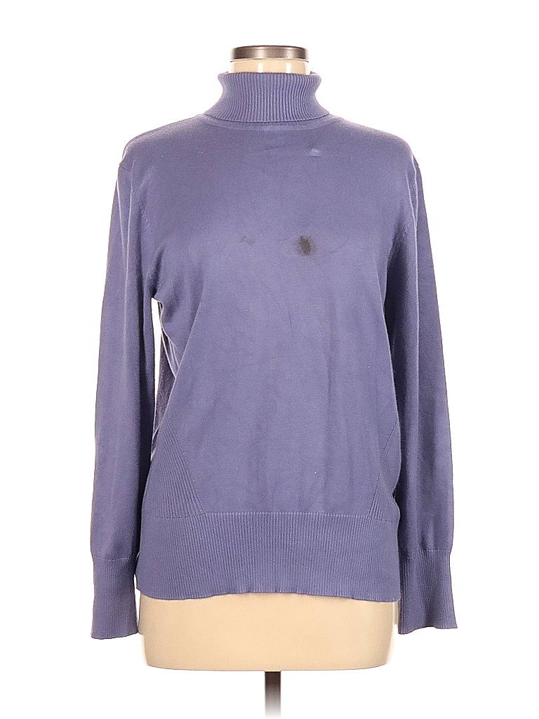 Cable & Gauge Solid Color Block Purple Turtleneck Sweater Size M 78 off thredUP