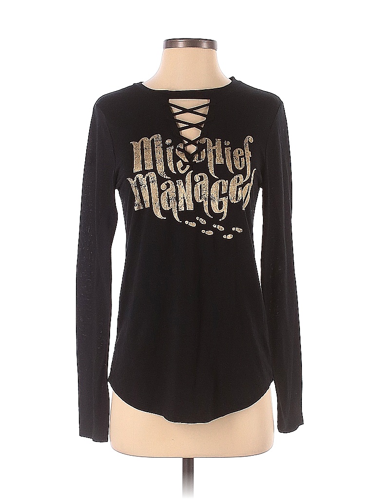 Harry Potter Graphic Solid Black Long Sleeve Blouse Size S - 76% off ...