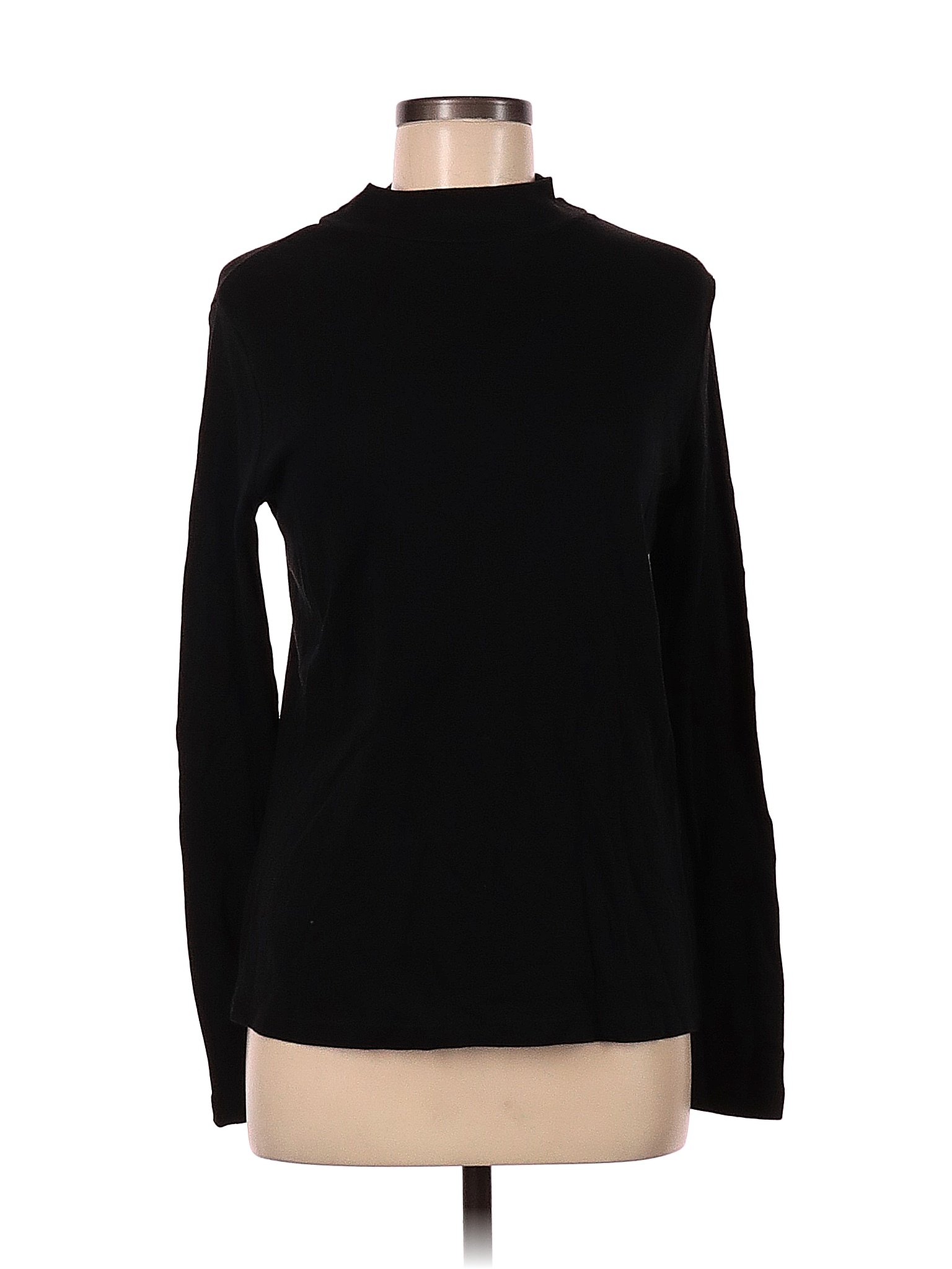 White Stag 100% Cotton Solid Black Long Sleeve Turtleneck Size M - 57% ...