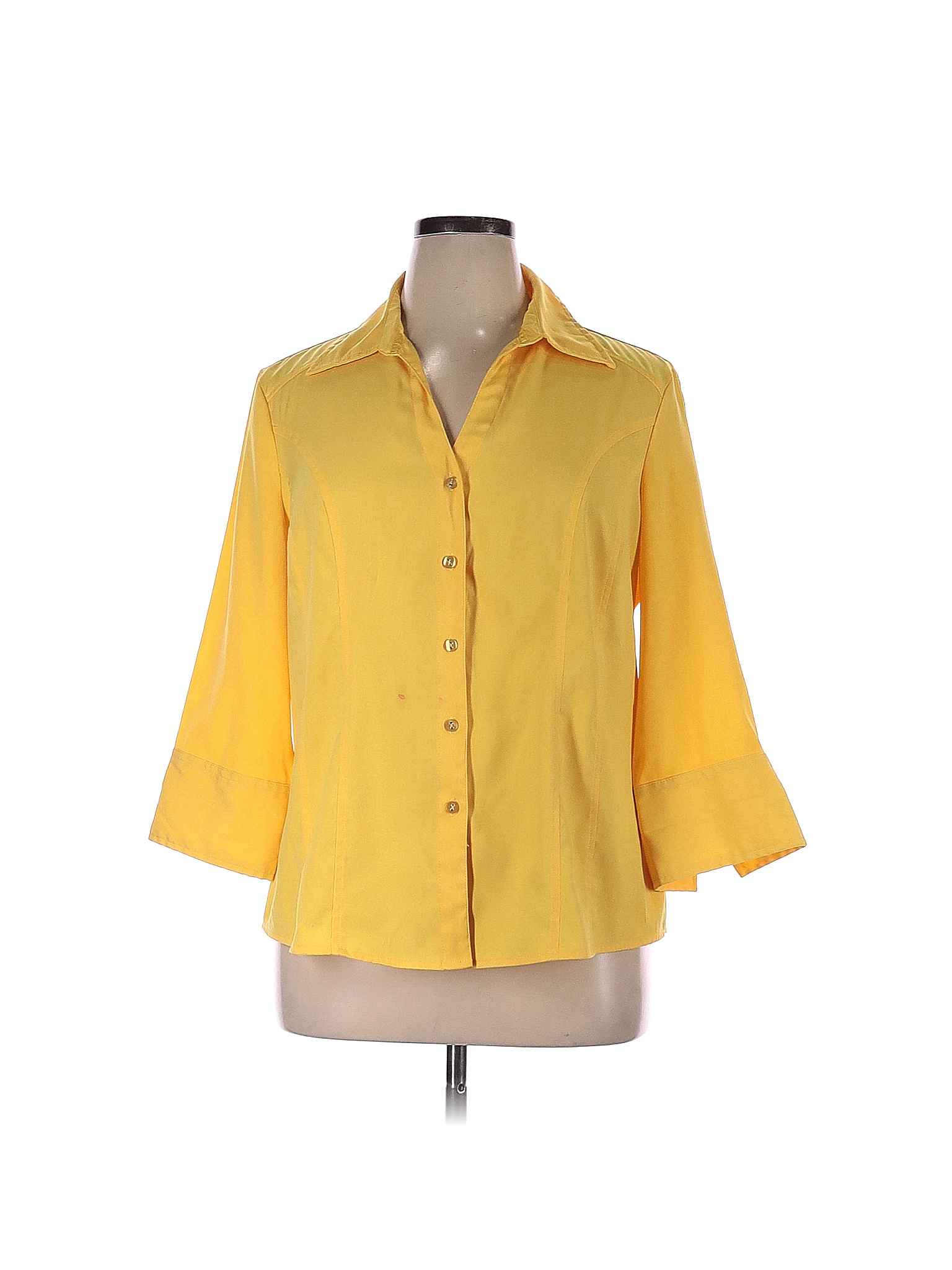 Cato Solid Yellow Long Sleeve Blouse Size Xl 62 Off Thredup