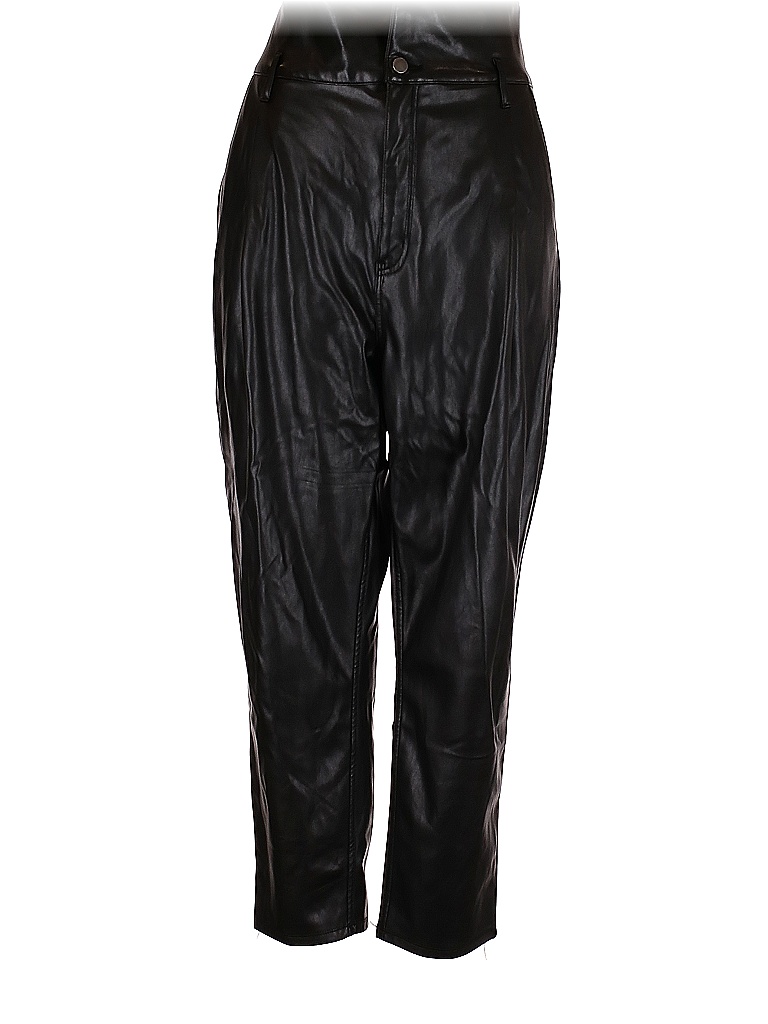 Open Edit 100% Polyester Solid Black Faux Leather Pants Size XL - 75% ...