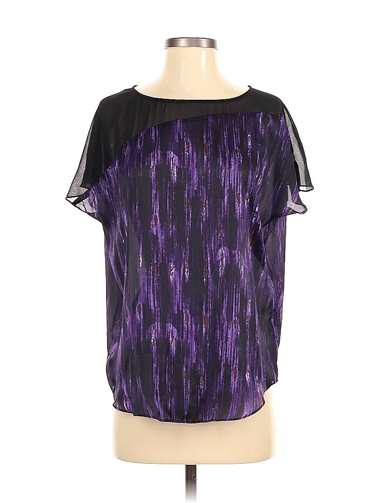 Pre-owned Vince Camuto Short Sleeve Blouse In Purple