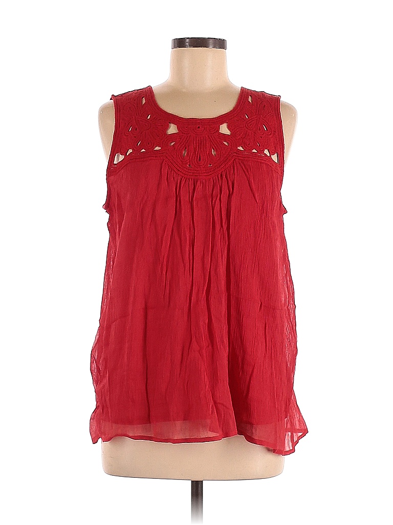 Jane and Delancey 100% Polyester Solid Red Sleeveless Blouse Size M ...