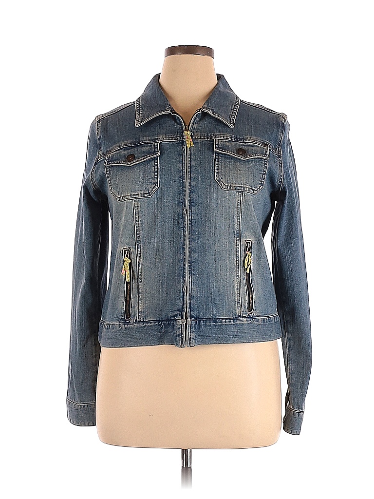 Sigrid Olsen Solid Blue Denim Jacket Size 14 81 Off Thredup