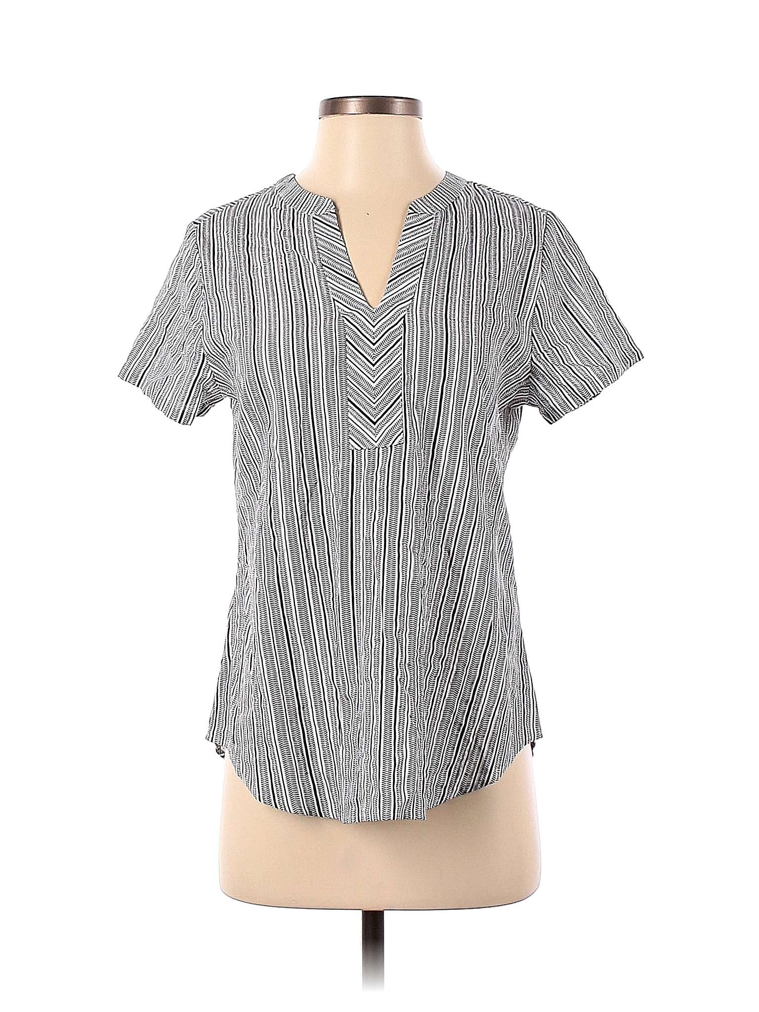 Van Heusen Stripes White Short Sleeve Blouse Size XS - 78% off | thredUP