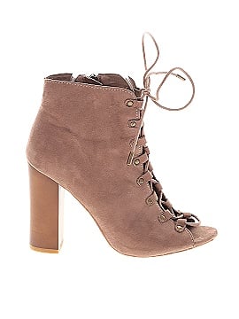 Bamboo Solid Brown Tan Ankle Boots Size 