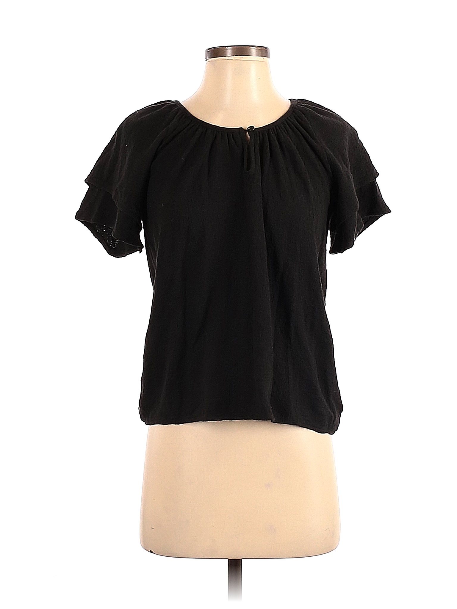 Texture And Thread Madewell 100 Cotton Solid Black Short Sleeve Top Size