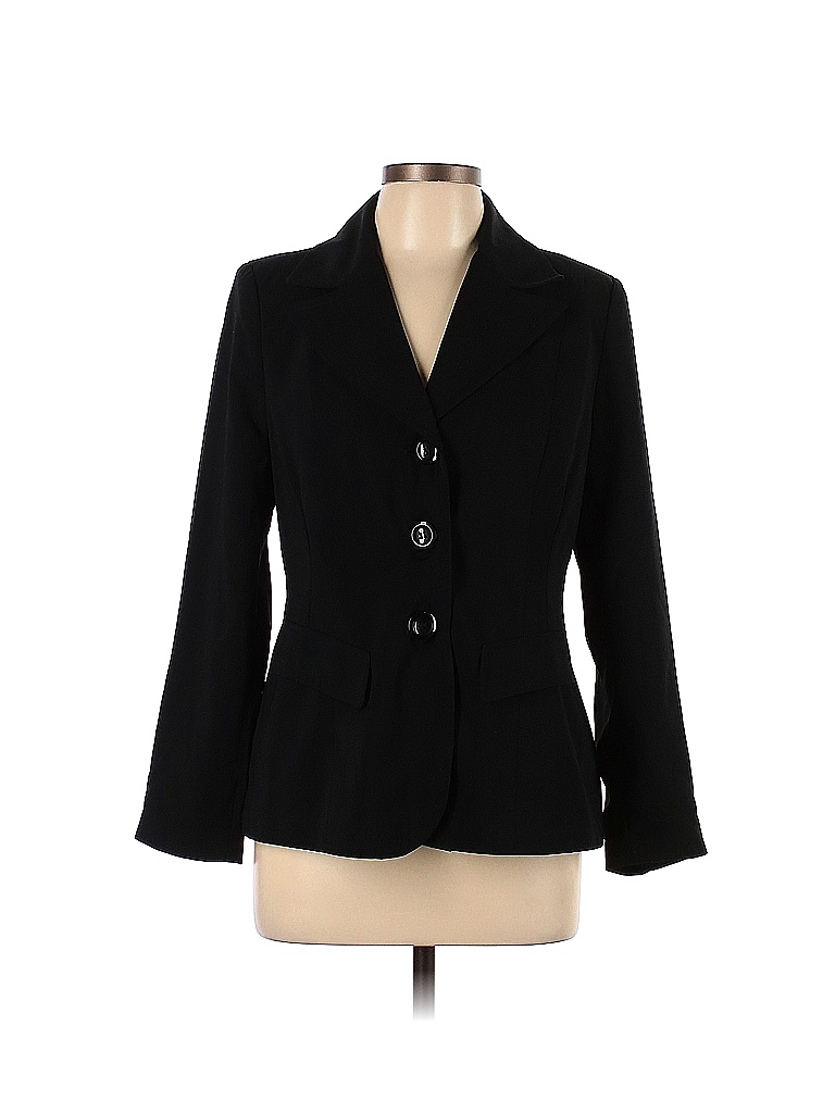 Metrostyle 100 Polyester Solid Black Blazer Size 12 83 Off Thredup