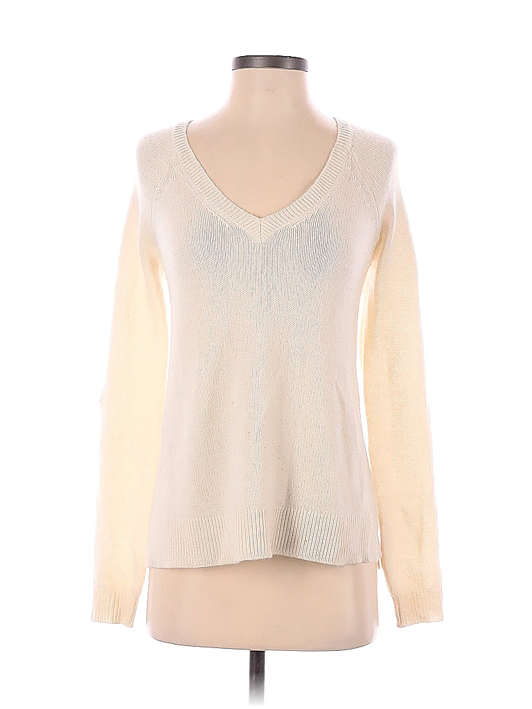 Calypso St. Barth 100% Cashmere Solid Ivory Cashmere Pullover Sweater ...