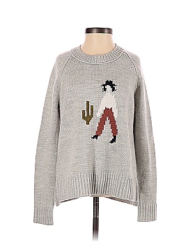 Cotton Solid Gray Pullover Sweater Size 
