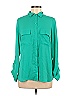 Apt. 9 100% Polyester Green Blue Long Sleeve Blouse Size M - photo 1