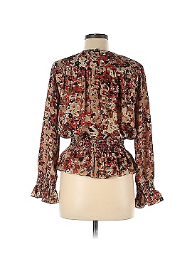 Victor Alfaro Collective Brown Painted Floral Peplum Top (view 2)