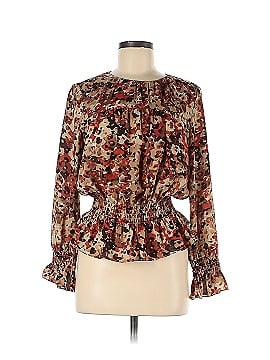 Victor Alfaro Collective Brown Painted Floral Peplum Top (view 1)