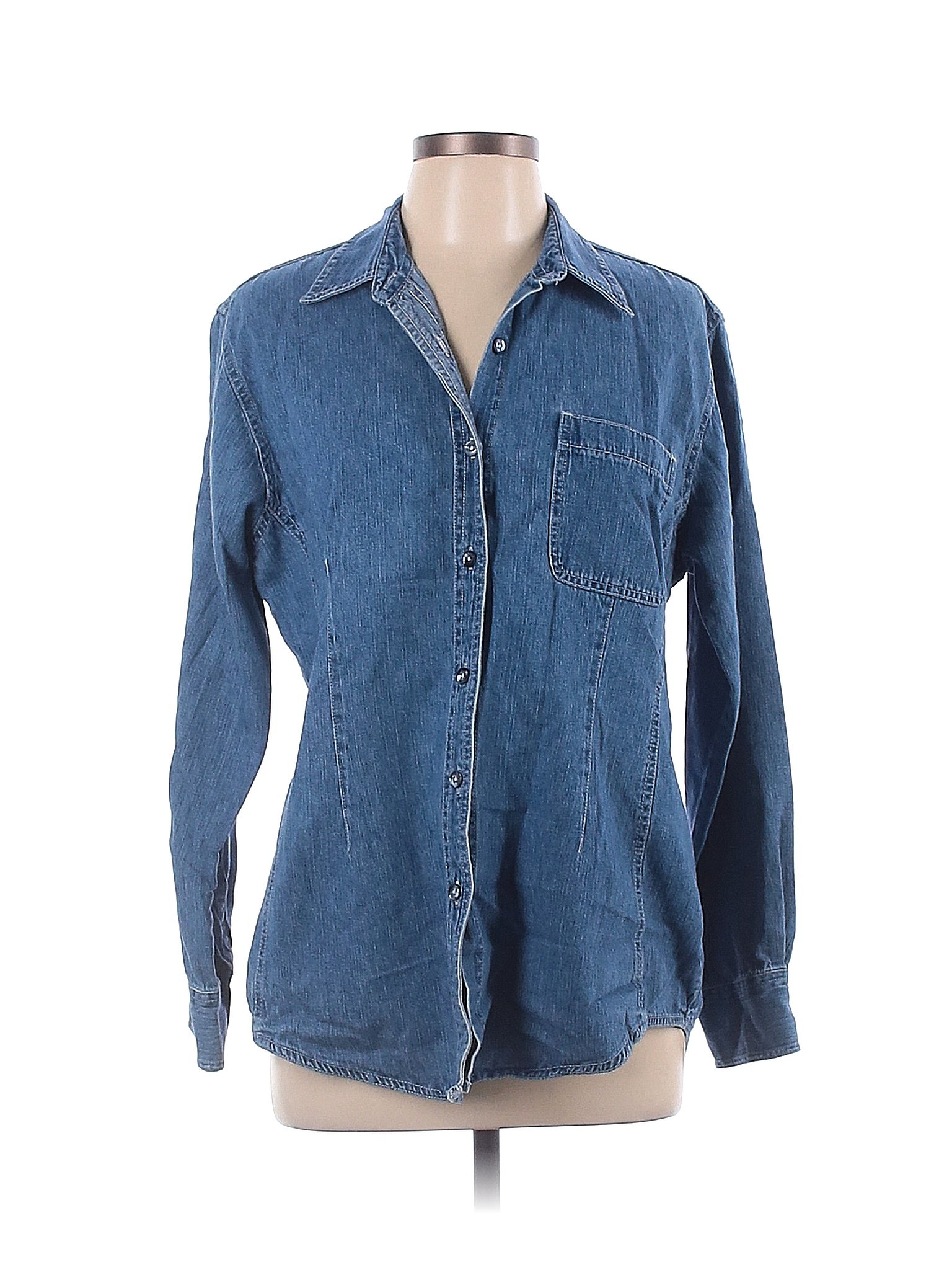 Faded Glory 100% Cotton Solid Blue Jacket Size L - 62% off | thredUP