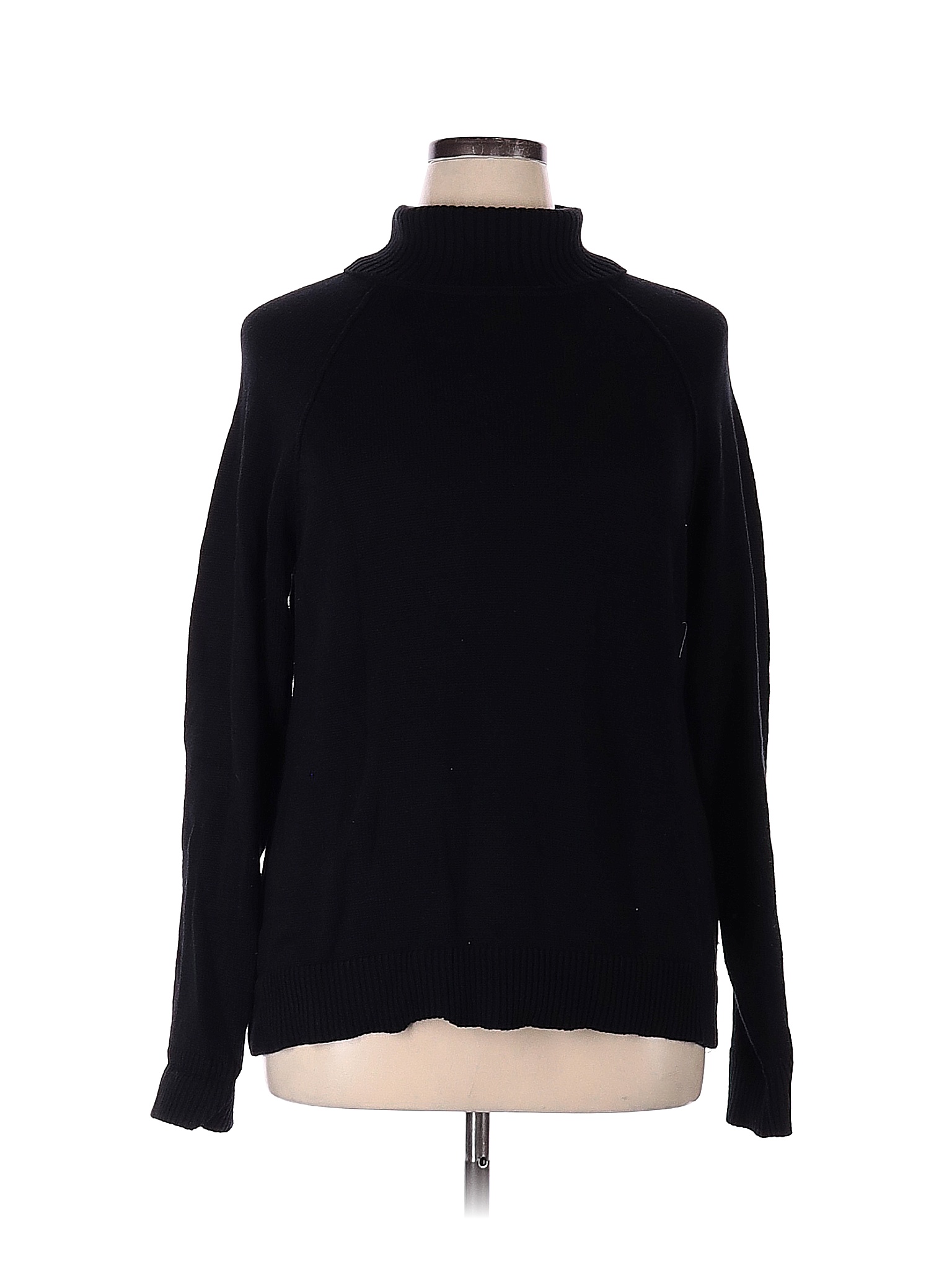 Karen Scott 100% Cotton Solid Black Turtleneck Sweater Size XL - 75% ...