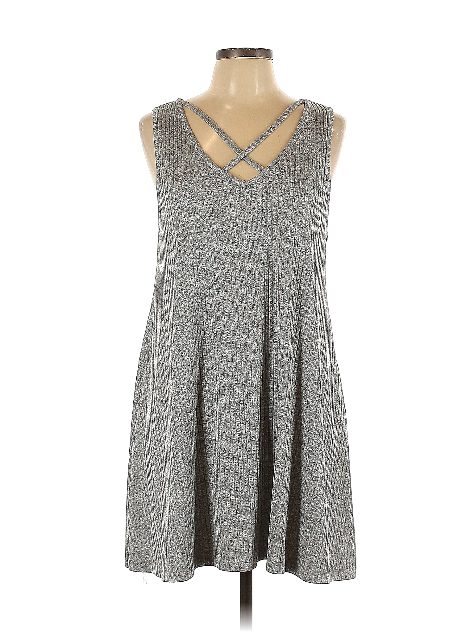 Alya Solid Gray Casual Dress Size L 57 Off Thredup