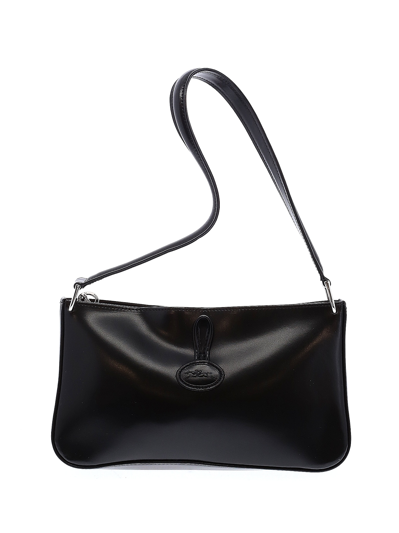 Longchamp Solid Black Leather Shoulder Bag One Size 61 off thredUP