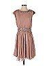 Wayne Cooper 100% Silk Solid Brown Tan Cocktail Dress Size 3 - photo 1