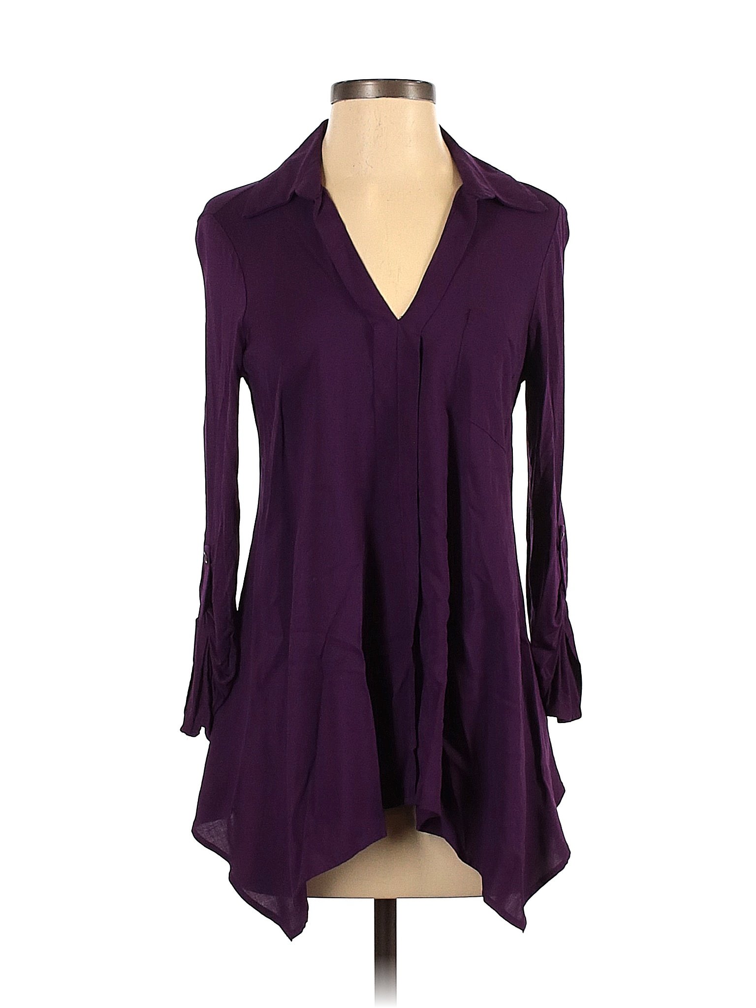 Pleione 100 Rayon Solid Purple Long Sleeve Blouse Size S 60 Off Thredup 7273