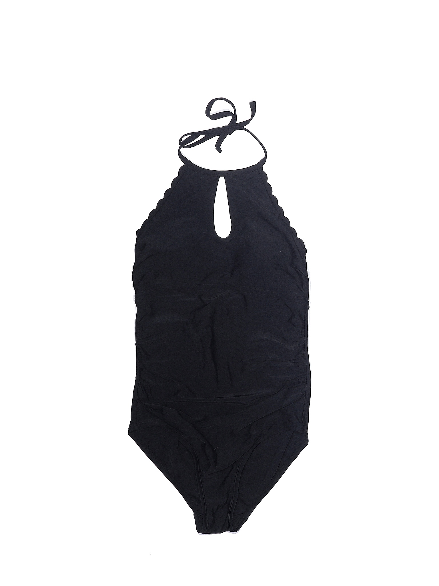 Kona Sol 100% Recycled Plastic Solid Black One Piece Swimsuit Size S ...