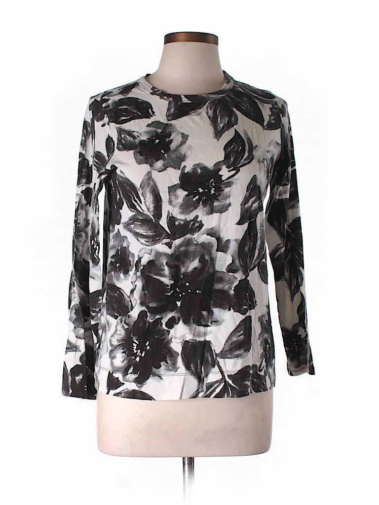 Simply Vera Vera Wang 100% Cotton Print Black Long Sleeve T-Shirt Size ...