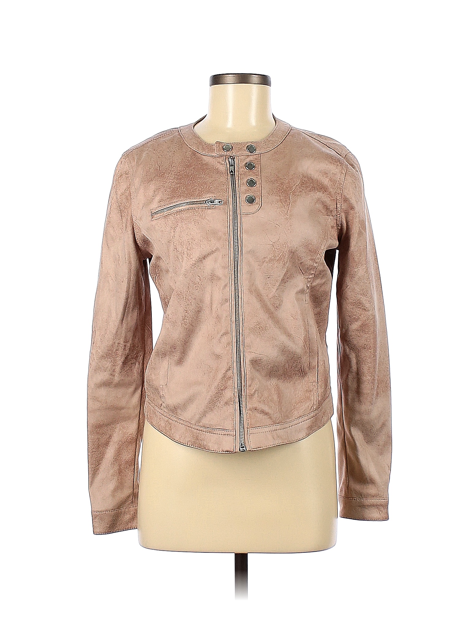 Tan Brown Faux Leather Jacket 