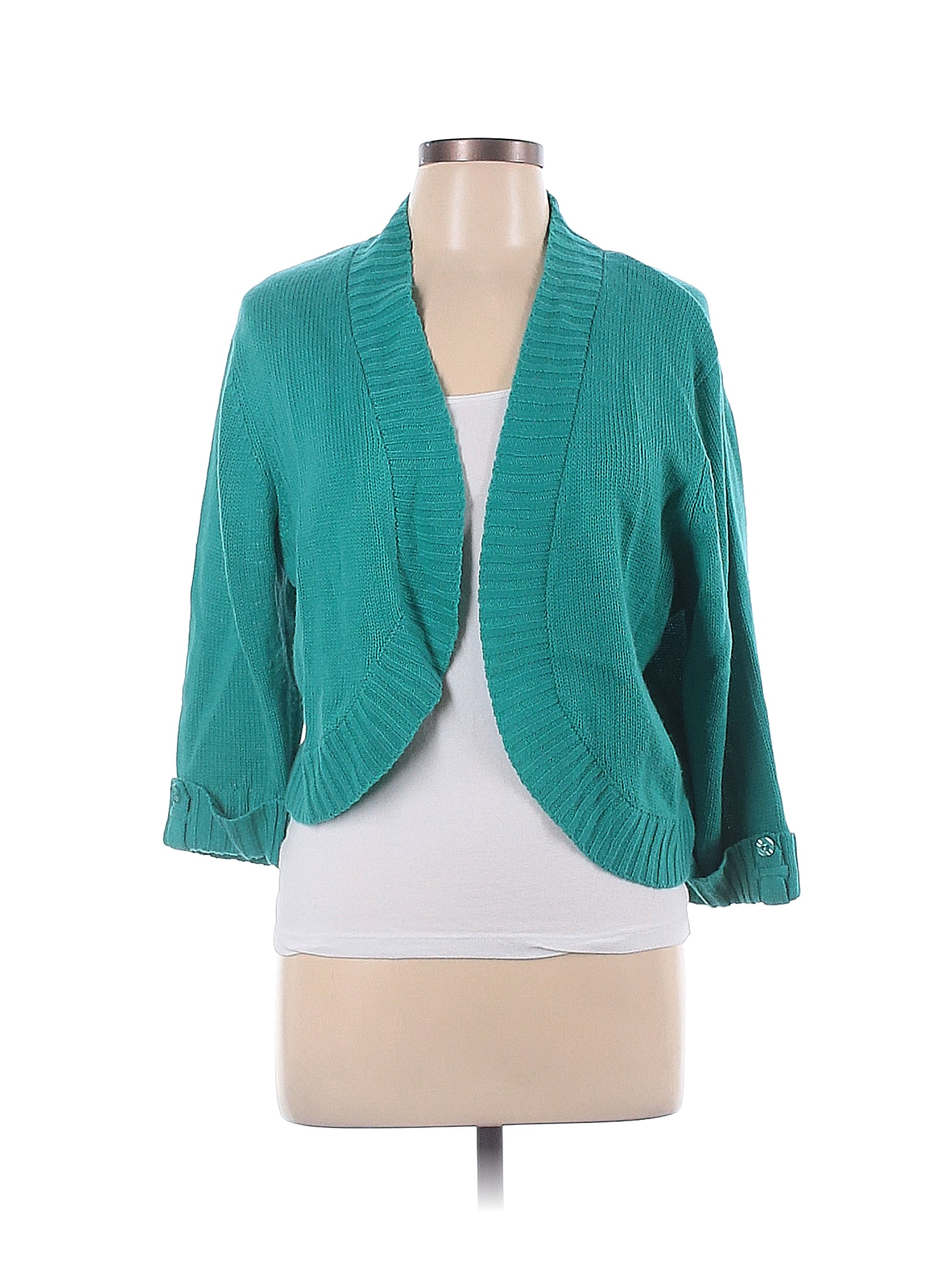 Maggie Sweet 100% Acrylic Solid Color Block Colored Blue Cardigan Size ...