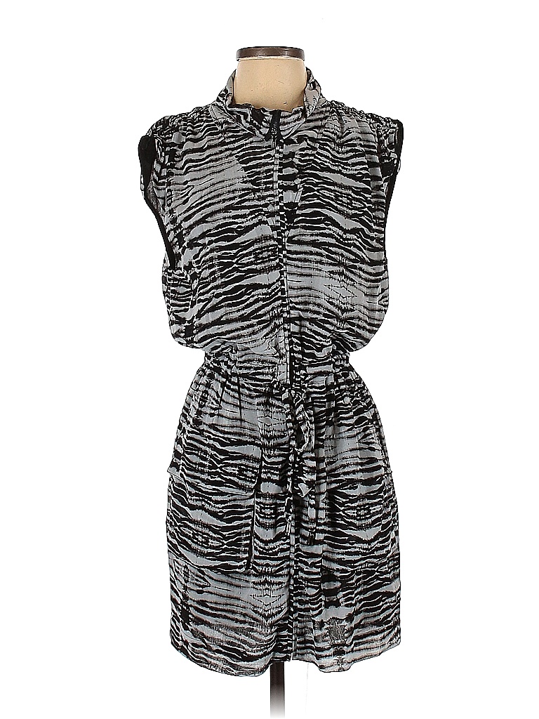 Bebop 100% Polyester Animal Print Zebra Print Snake Print Acid Wash Print Graphic Gray Casual Dress Size 8 - photo 1