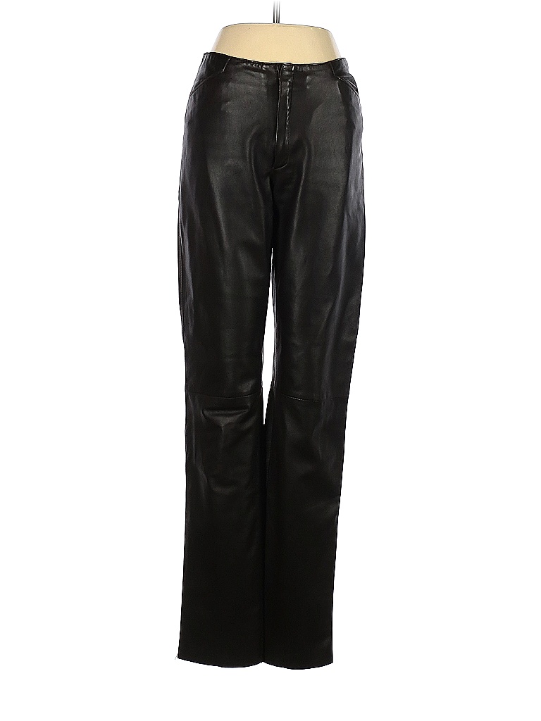 Rizal 100% Leather Solid Black Brown Faux Leather Pants Size 38 (FR ...