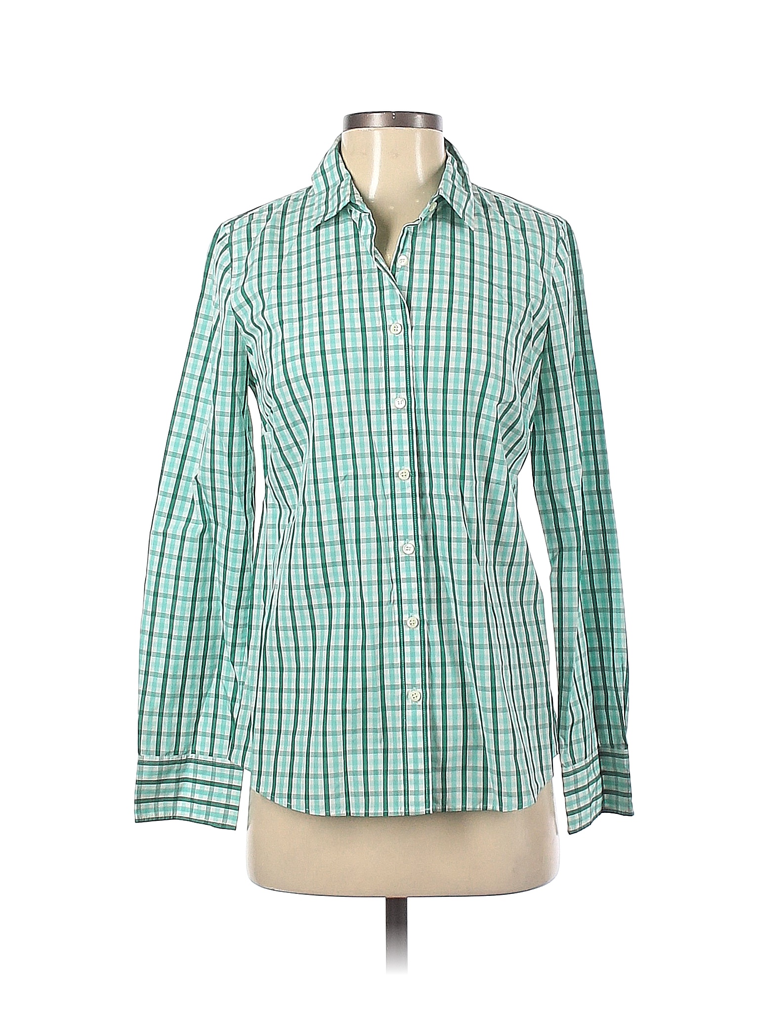 Thomas Mason for J.Crew 100% Cotton Blue Teal Long Sleeve Button-Down ...