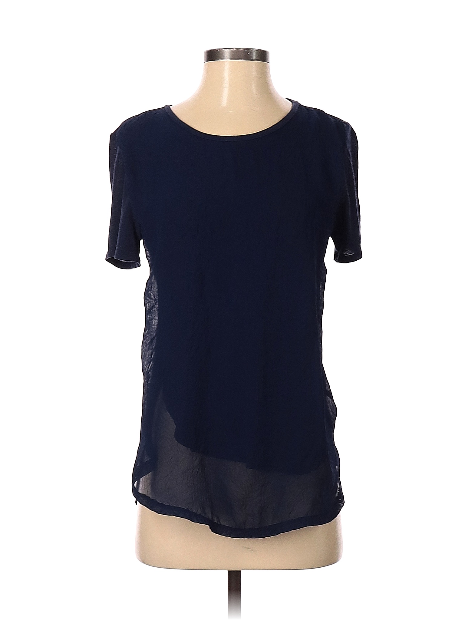 Apt. 9 100% Rayon Color Block Polka Dots Blue Short Sleeve Top Size S ...