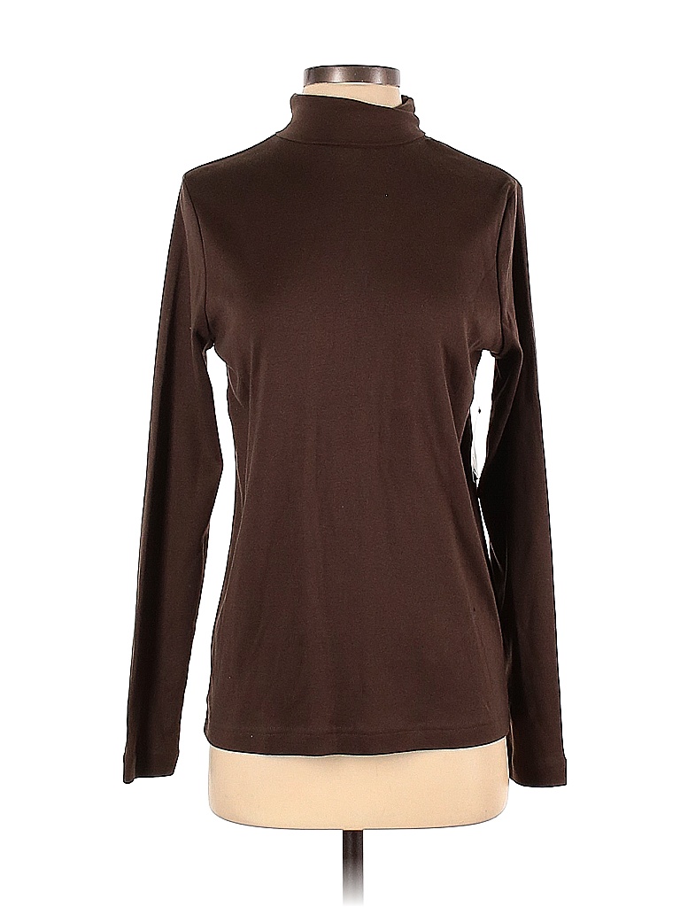Kim Rogers 100% Cotton Solid Brown Long Sleeve Turtleneck Size S - 47% ...