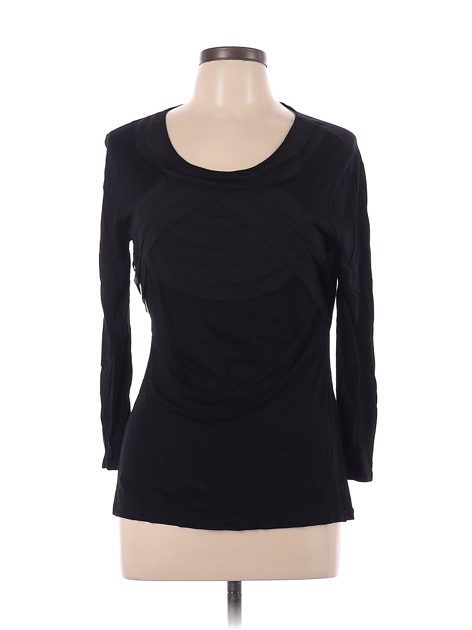 Cable & Gauge 100% Viscose Solid Black Long Sleeve Top Size L - 64% off ...