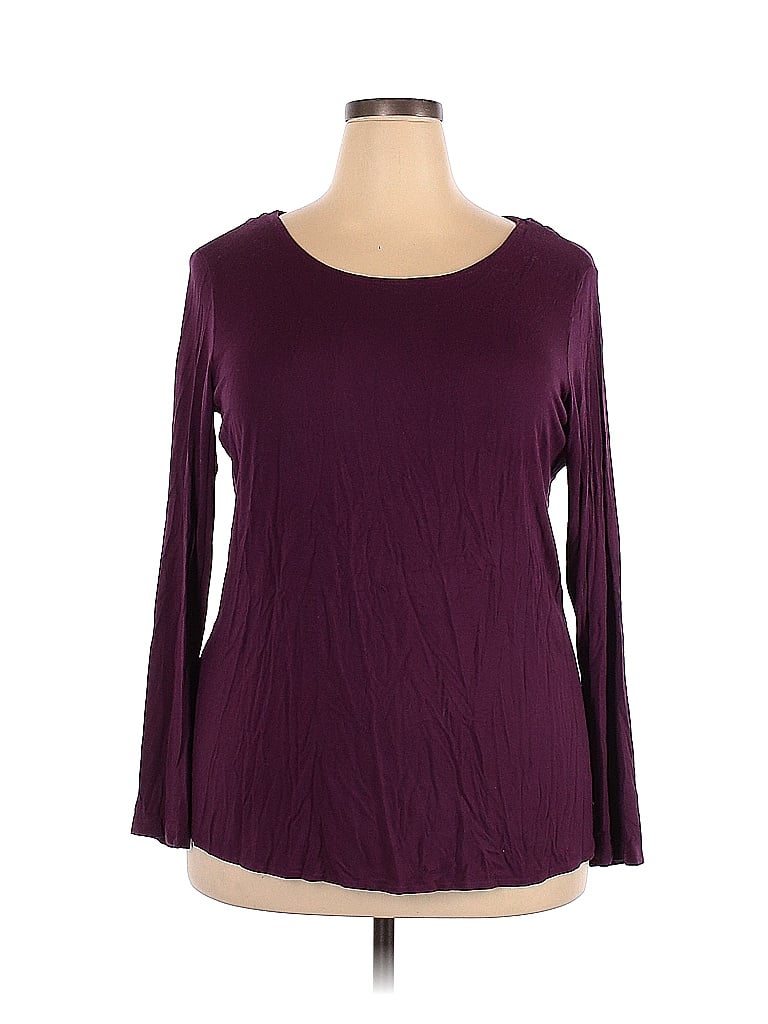 ELOQUII Solid Purple Long Sleeve Top Size 18 - 20 Plus (Plus) - 75% off ...