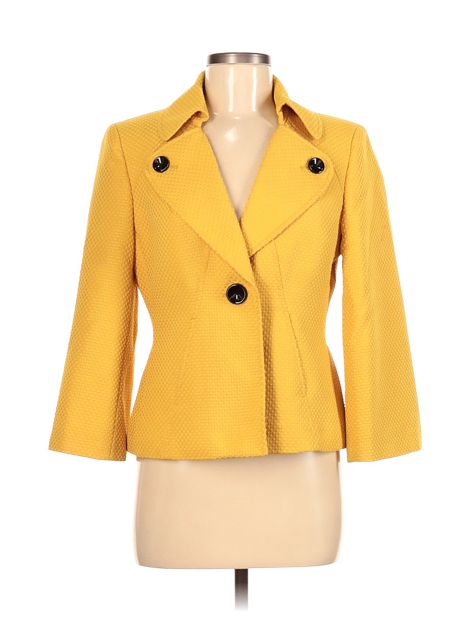 Evan Picone 100 Polyester Solid Yellow Blazer Size 6 82 Off Thredup