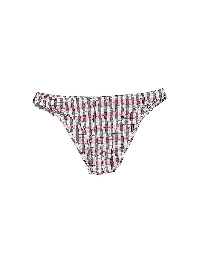Topshop Checkered-gingham Houndstooth Grid Plaid Tweed Fair Isle Ivory Pink Swimsuit Bottoms Size 4 - photo 1