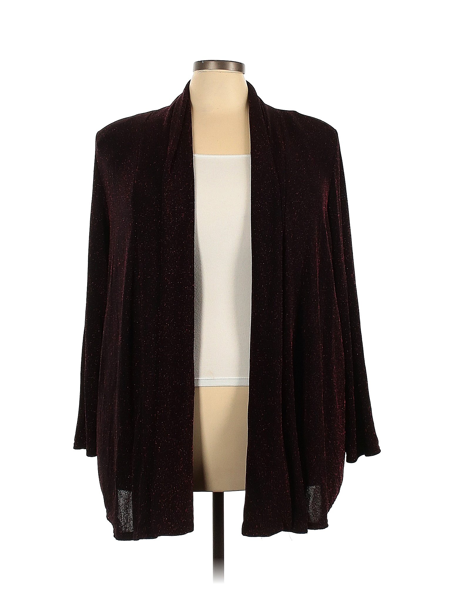 Candlelight & Champagne Solid Red Cardigan Size 1X (Plus) - 57% off ...