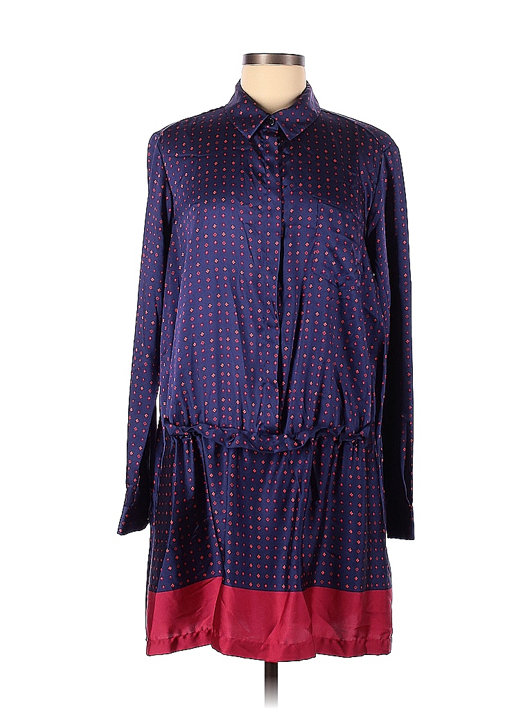 Thakoon Collective 100% Polyester Blue Cinched Front Shirtdress Size 8 - photo 1