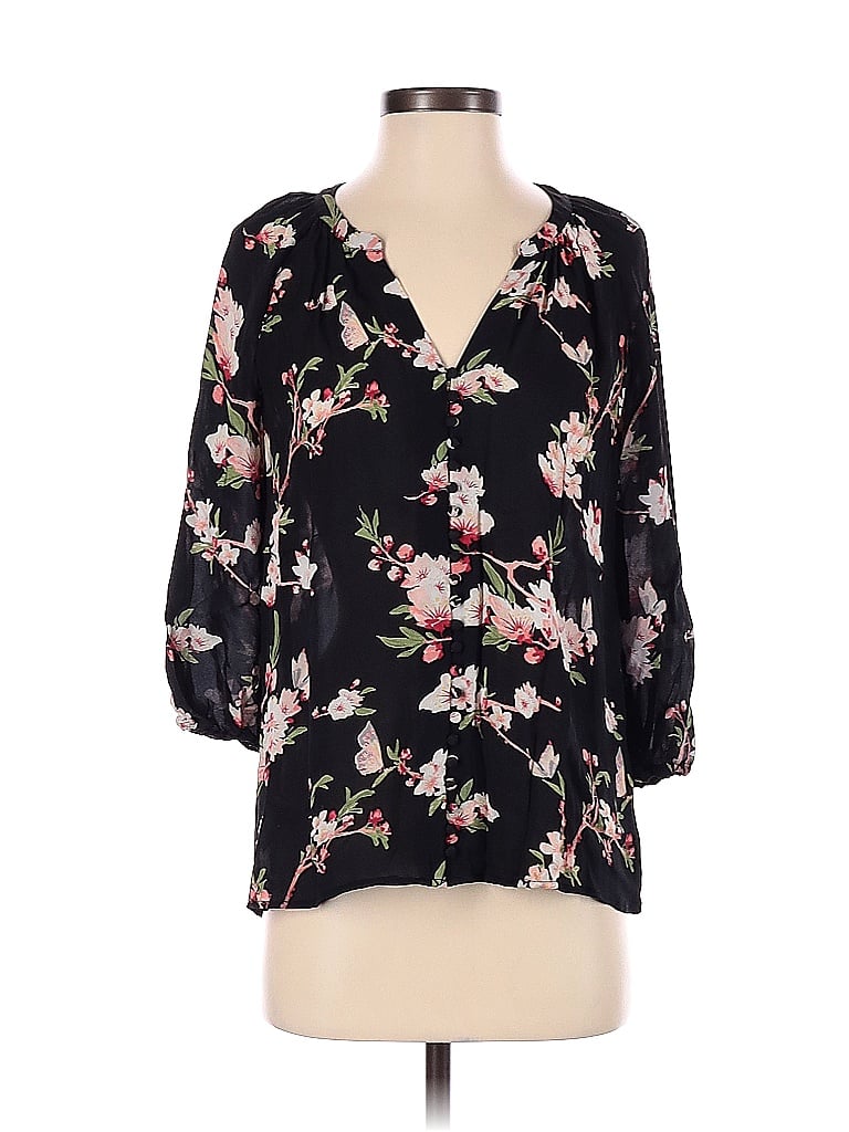 Joie 100% Silk Floral Black Long Sleeve Silk Top Size S - 84% off | thredUP