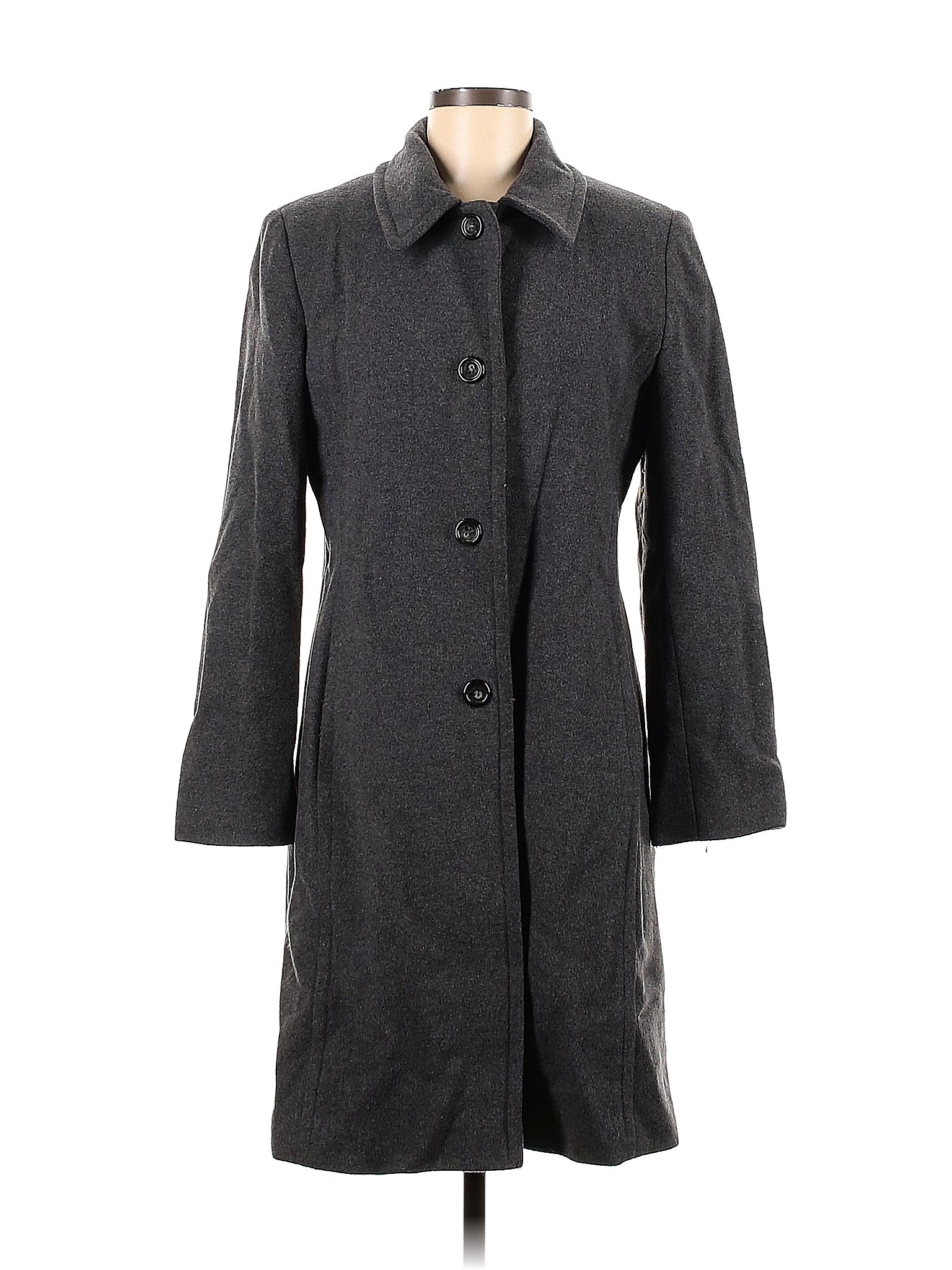 Larry Levine Solid Gray Wool Coat Size M - 75% off | thredUP