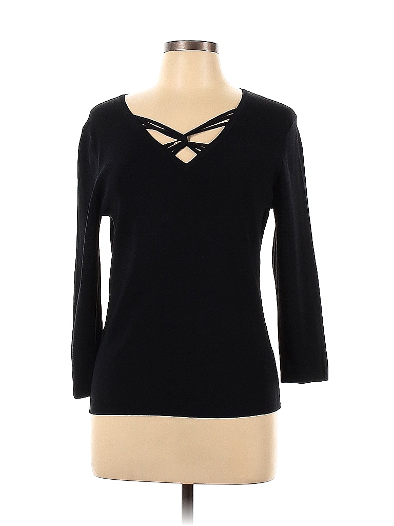 Cable & Gauge Solid Black Long Sleeve Top Size L - 44% off | thredUP