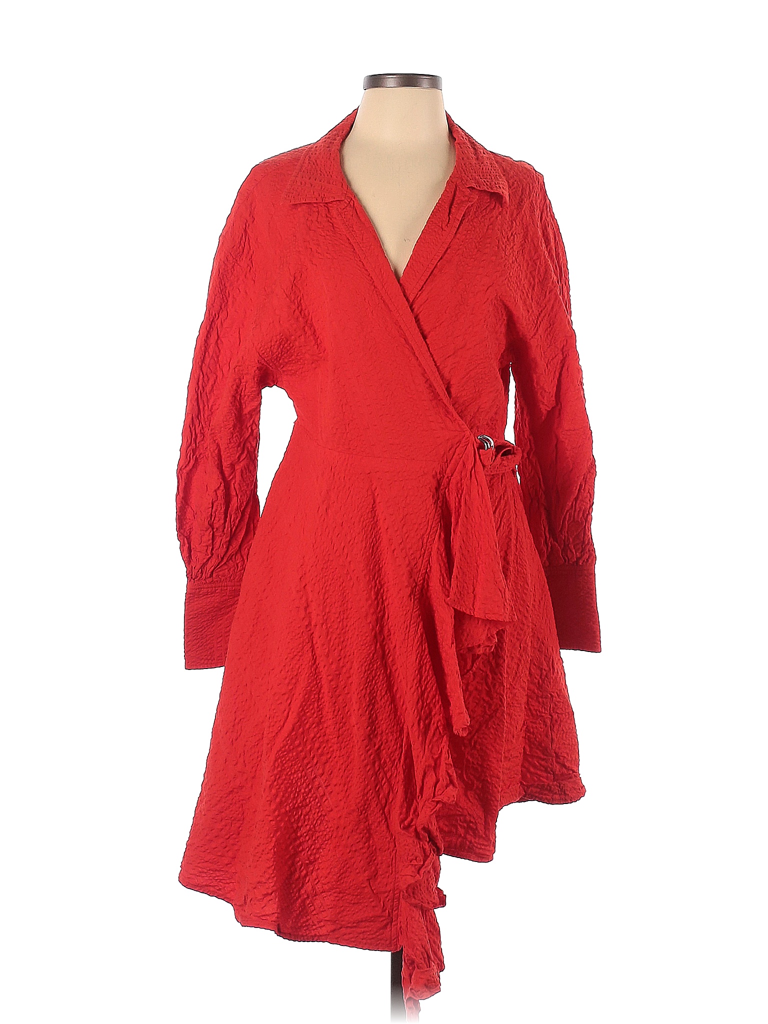 Red Wrap Ress ADEAM 100% Cotton Solid Colored Red Red Wrap Dress Size M - 92% off ...