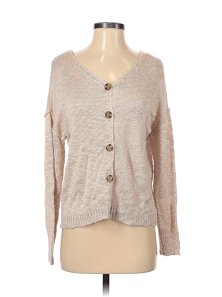 Pink Rose 100% Acrylic Solid Tan Cardigan Size S - 77% off | thredUP