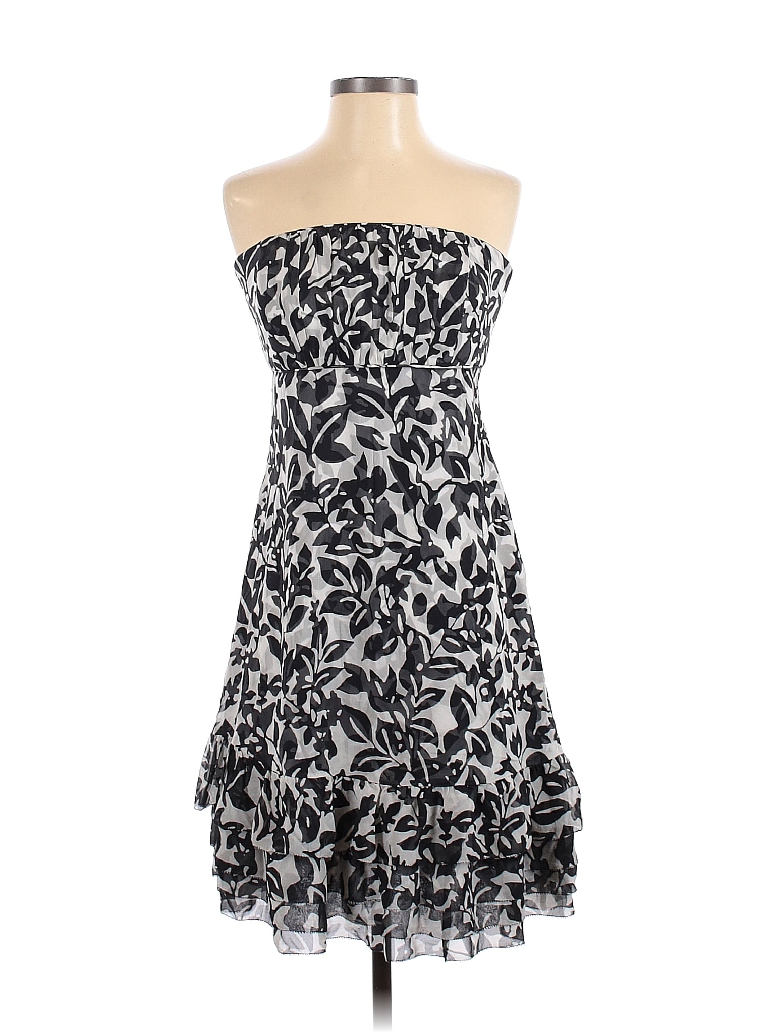 White House Black Market Floral Multi Color Ivory Cocktail Dress Size 6