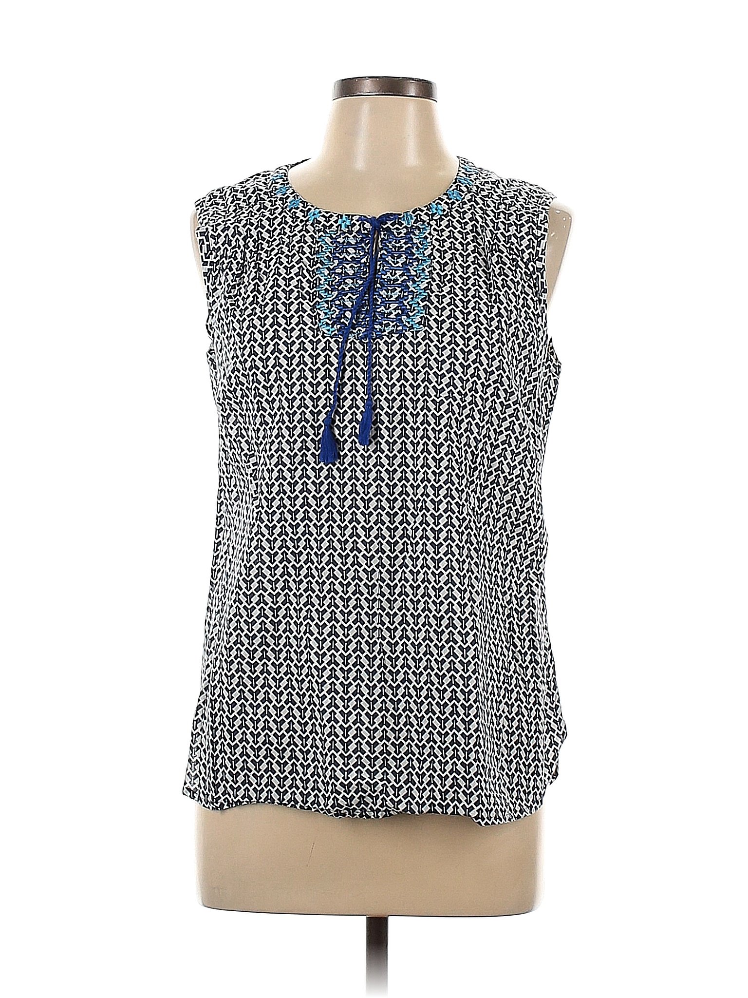 Basic Editions 100% Cotton Blue Sleeveless Blouse Size L - 52% off ...