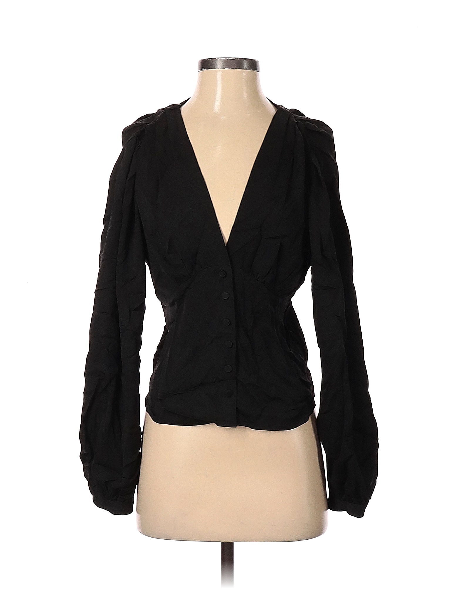 FRAME 100% Silk Solid Black Long Sleeve Silk Top Size S - 82% off | thredUP